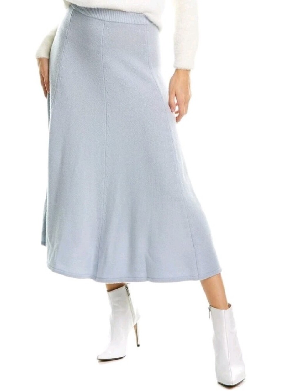 LoveShackFancy Hardin Cashmere Midi Skirt S Blue